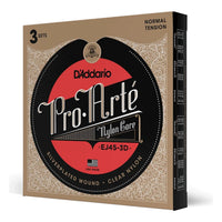 D'Addario EJ45 Pro-Arte Nylon Classical Guitar Strings, Normal Tension, 3-Pack