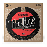 D'Addario EJ45 Pro-Arte Nylon Classical Guitar Strings, Normal Tension, 3-Pack