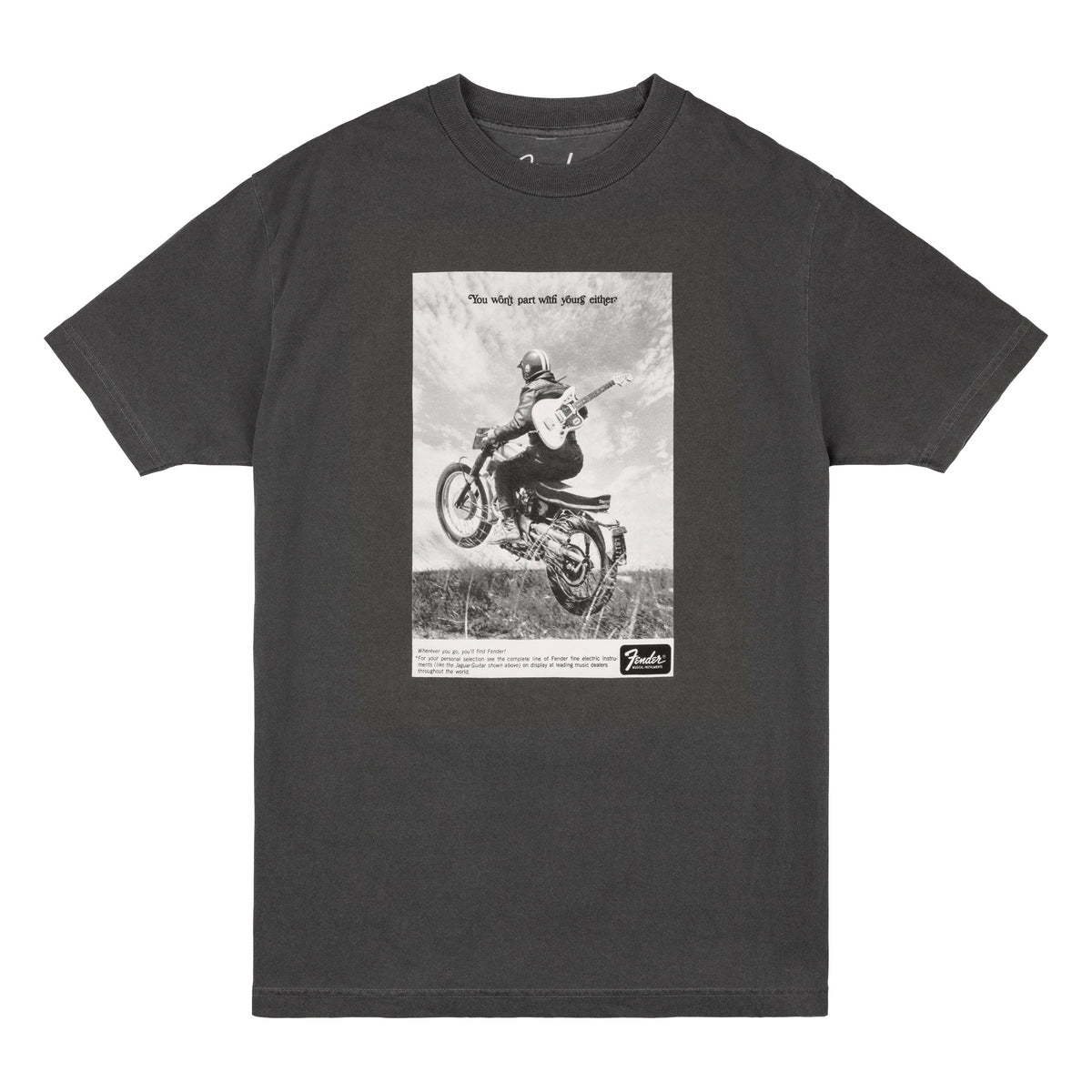 Fender Vintage Ad Tee, Motorcycle Rider, Graphite, M
