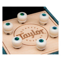 Taylor Custom Water Buffalo Bone Bridge Pins, White with Green Opal Inlay (Set of 6)