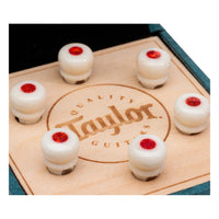 Taylor Custom Water Buffalo Bone Bridge Pins, White with Red Opal Inlay (Set of 6)