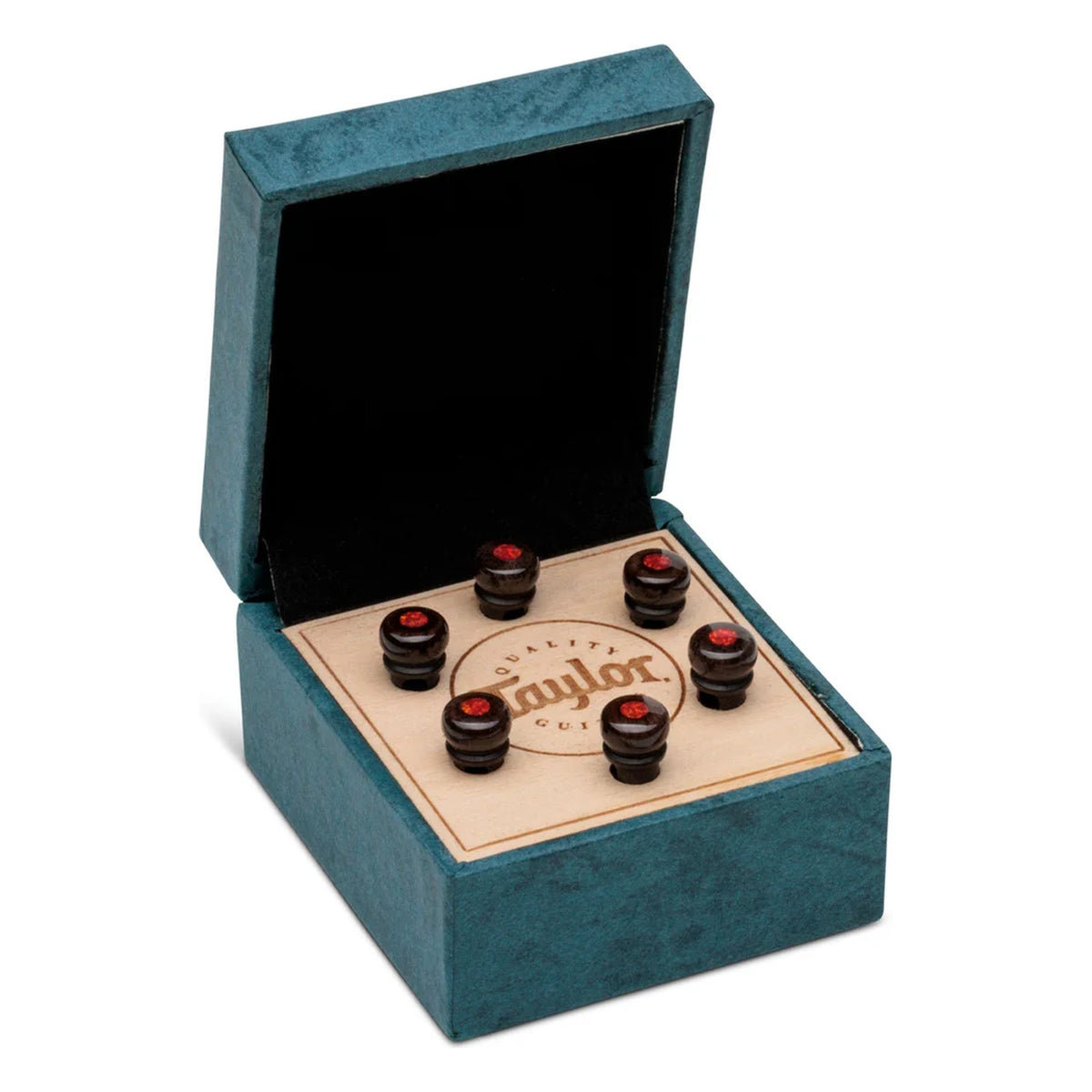 Taylor Custom Water Buffalo Bone Bridge Pins, Brown with Red Opal Inlay (Set of 6)