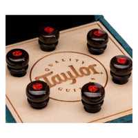 Taylor Custom Water Buffalo Bone Bridge Pins, Brown with Red Opal Inlay (Set of 6)