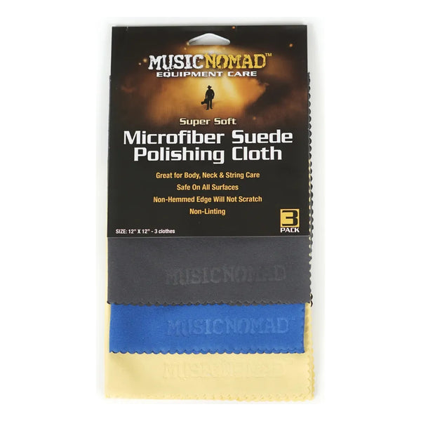 MusicNomad MN203 Microfiber Suede Polishing Cloth, 3-Pack