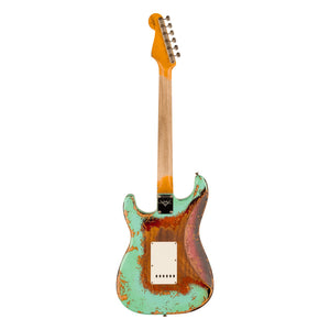 Fender Custom Shop 1963 Stratocaster Super Heavy Relic, Super Faded Aged Surf Green over 3-Color Sunburst, back