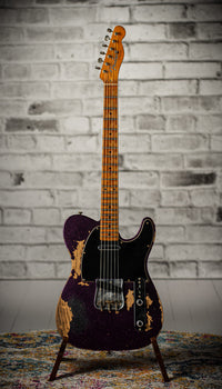 Fender '55 Super Heavy Relic Telecaster Super Faded Aged Magenta Sparkle Roasted Maple Neck, Handwound Pickups #R130965