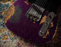 Fender '55 Super Heavy Relic Telecaster Super Faded Aged Magenta Sparkle Roasted Maple Neck, Handwound Pickups #R130965