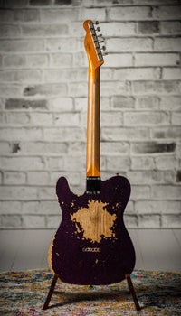 Fender '55 Super Heavy Relic Telecaster Super Faded Aged Magenta Sparkle Roasted Maple Neck, Handwound Pickups #R130965
