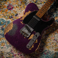 Fender '55 Super Heavy Relic Telecaster Super Faded Aged Magenta Sparkle Roasted Maple Neck, Handwound Pickups #R130965