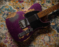 Fender '55 Super Heavy Relic Telecaster Super Faded Aged Magenta Sparkle Roasted Maple Neck, Handwound Pickups #R130965