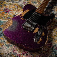 Fender '55 Super Heavy Relic Telecaster Super Faded Aged Magenta Sparkle Roasted Maple Neck, Handwound Pickups #R130965