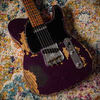 Fender '55 Super Heavy Relic Telecaster Super Faded Aged Magenta Sparkle Roasted Maple Neck, Handwound Pickups #R130965