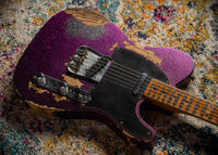 Fender '55 Super Heavy Relic Telecaster Super Faded Aged Magenta Sparkle Roasted Maple Neck, Handwound Pickups #R130965