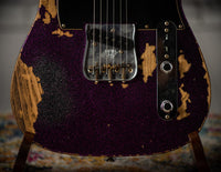 Fender '55 Super Heavy Relic Telecaster Super Faded Aged Magenta Sparkle Roasted Maple Neck, Handwound Pickups #R130965