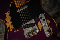 Fender '55 Super Heavy Relic Telecaster Super Faded Aged Magenta Sparkle Roasted Maple Neck, Handwound Pickups #R130965