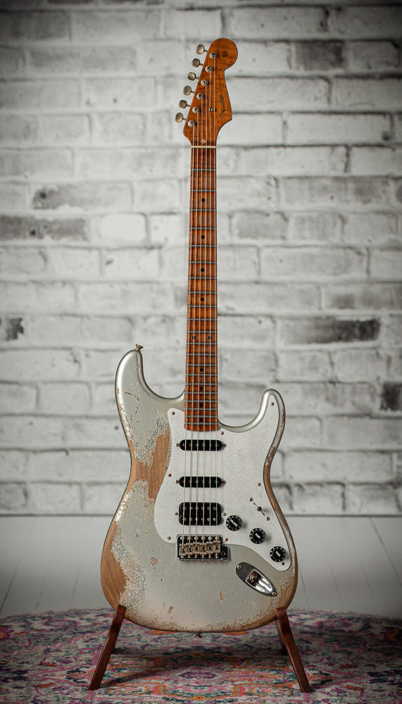 Fender '57 HSS Strat Super Heavy Relic Inca Silver/Silver Sparkle #R147023