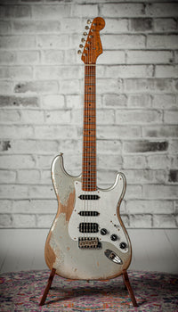 Fender '57 HSS Strat Super Heavy Relic Inca Silver/Silver Sparkle #R147023