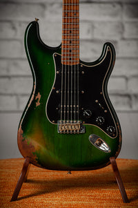 Fender '57 Heavy Relic Strat HSS HW PUP EVH Bridge Roasted Body/Flame Neck Green Burst SN# R135699