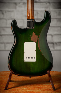 Fender '57 Heavy Relic Strat HSS HW PUP EVH Bridge Roasted Body/Flame Neck Green Burst SN# R135699