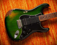 Fender '57 Heavy Relic Strat HSS HW PUP EVH Bridge Roasted Body/Flame Neck Green Burst SN# R135699