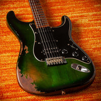 Fender '57 Heavy Relic Strat HSS HW PUP EVH Bridge Roasted Body/Flame Neck Green Burst SN# R135699
