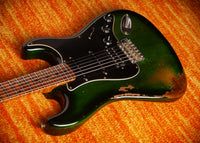 Fender '57 Heavy Relic Strat HSS HW PUP EVH Bridge Roasted Body/Flame Neck Green Burst SN# R135699