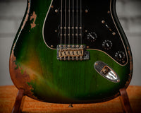 Fender '57 Heavy Relic Strat HSS HW PUP EVH Bridge Roasted Body/Flame Neck Green Burst SN# R135699
