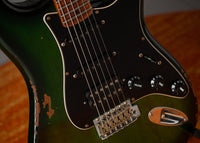 Fender '57 Heavy Relic Strat HSS HW PUP EVH Bridge Roasted Body/Flame Neck Green Burst SN# R135699