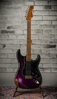 Fender '57 Heavy Relic Strat HSS HW PUP EVH Bridge Roasted Body/Flame Neck Purple Night SN# R133674
