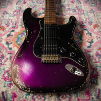 Fender '57 Heavy Relic Strat HSS HW PUP EVH Bridge Roasted Body/Flame Neck Purple Night SN# R133674