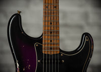 Fender '57 Heavy Relic Strat HSS HW PUP EVH Bridge Roasted Body/Flame Neck Purple Night SN# R133674