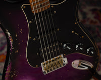 Fender '57 Heavy Relic Strat HSS HW PUP EVH Bridge Roasted Body/Flame Neck Purple Night SN# R133674