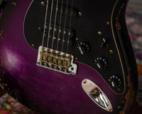 Fender '57 Heavy Relic Strat HSS HW PUP EVH Bridge Roasted Body/Flame Neck Purple Night SN# R133674