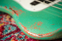 Fender '59 P-Bass Heavy Relic Handwound Pickups Aged Seafoam Green/Faded Tahitian Coral SN# R135750