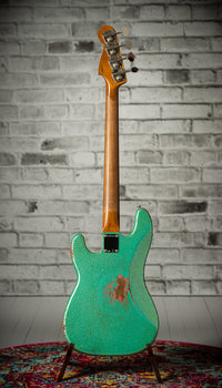 Fender '59 P-Bass Heavy Relic Handwound Pickups Aged Seafoam Green/Faded Tahitian Coral SN# R135750