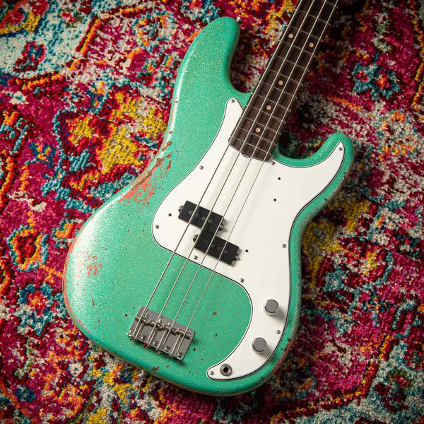 Fender '59 P-Bass Heavy Relic Handwound Pickups Aged Seafoam Green/Faded Tahitian Coral SN# R135750