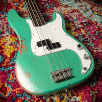 Fender '59 P-Bass Heavy Relic Handwound Pickups Aged Seafoam Green/Faded Tahitian Coral SN# R135750
