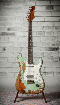 Fender '59 Super Heavy Relic Strat Super Faded Aged Surf Green over 3 Tone Sunburst Throbak SLE101+ #R148870
