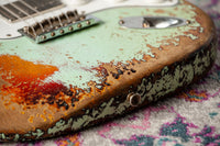 Fender '59 Super Heavy Relic Strat Super Faded Aged Surf Green over 3 Tone Sunburst Throbak SLE101+ #R148870