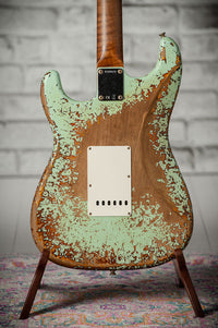 Fender '59 Super Heavy Relic Strat Super Faded Aged Surf Green over 3 Tone Sunburst Throbak SLE101+ #R148870
