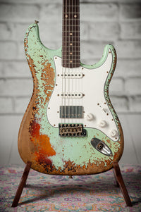 Fender '59 Super Heavy Relic Strat Super Faded Aged Surf Green over 3 Tone Sunburst Throbak SLE101+ #R148870