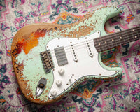 Fender '59 Super Heavy Relic Strat Super Faded Aged Surf Green over 3 Tone Sunburst Throbak SLE101+ #R148870