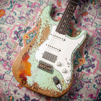 Fender '59 Super Heavy Relic Strat Super Faded Aged Surf Green over 3 Tone Sunburst Throbak SLE101+ #R148870