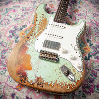 Fender '59 Super Heavy Relic Strat Super Faded Aged Surf Green over 3 Tone Sunburst Throbak SLE101+ #R148870