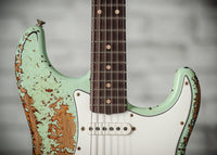 Fender '59 Super Heavy Relic Strat Super Faded Aged Surf Green over 3 Tone Sunburst Throbak SLE101+ #R148870