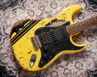 Fender '59 Super Heavy Relic Stratocaster HSS Graffiti Yellow Black Competition Stripe #R144528