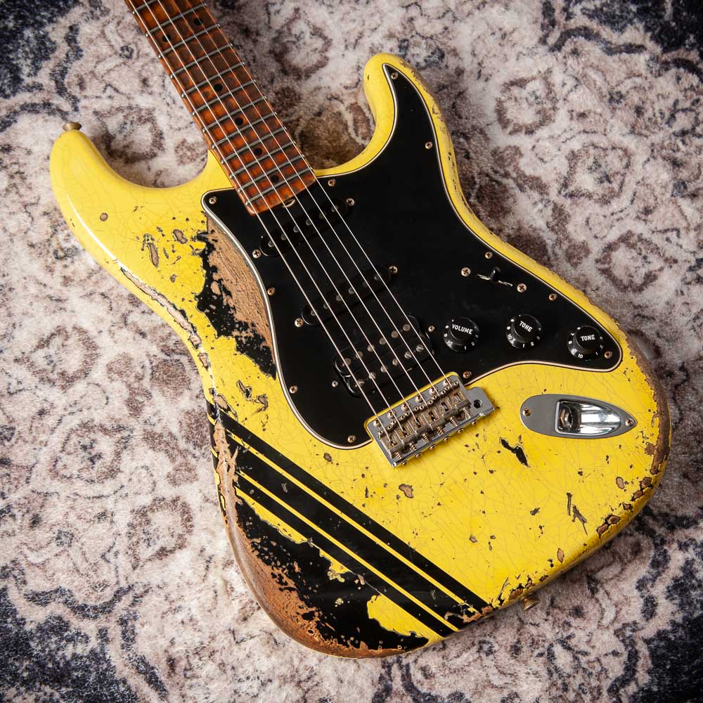 Fender '59 Super Heavy Relic Stratocaster HSS Graffiti Yellow Black Competition Stripe #R144528