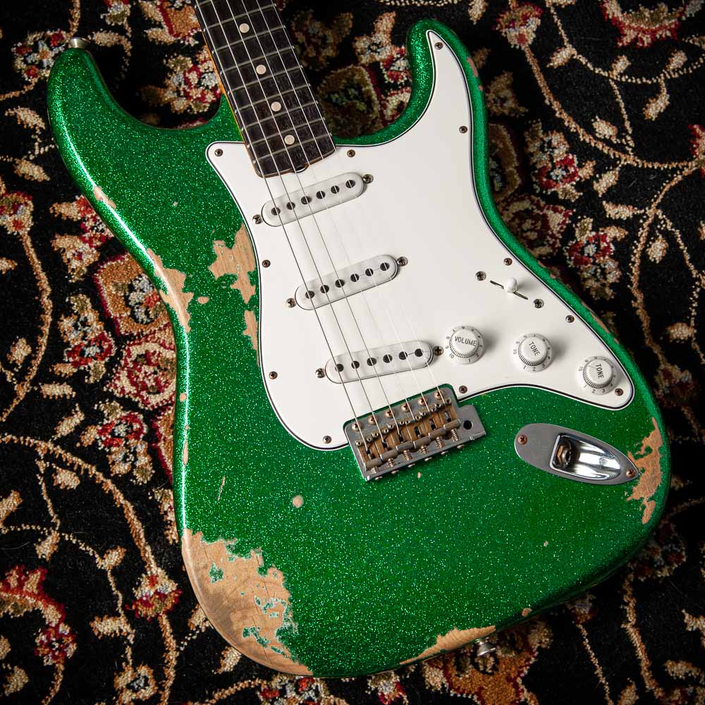 Fender '60 Strat Heavy Relic Green Sparkle #R110429 Used