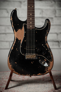 Fender '61 Strat HSS Black Super Heavy Relic Roasted Pine #R144152