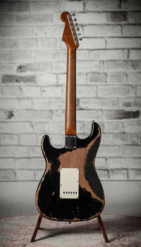 Fender '61 Strat HSS Black Super Heavy Relic Roasted Pine #R144152